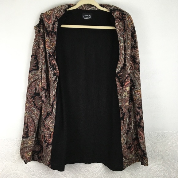 Vintage Carole Little black boyfriend blazer paisley cuffs and collar lapel - Picture 13 of 13